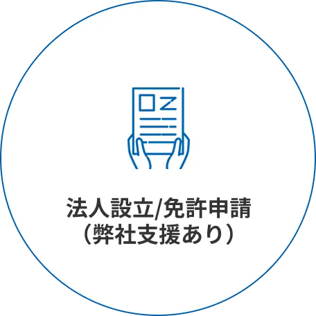 法人設立/免許申請（弊社支援あり）
